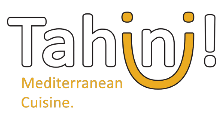 Text logo that reads: Tahini! Mediterranean Cuisine