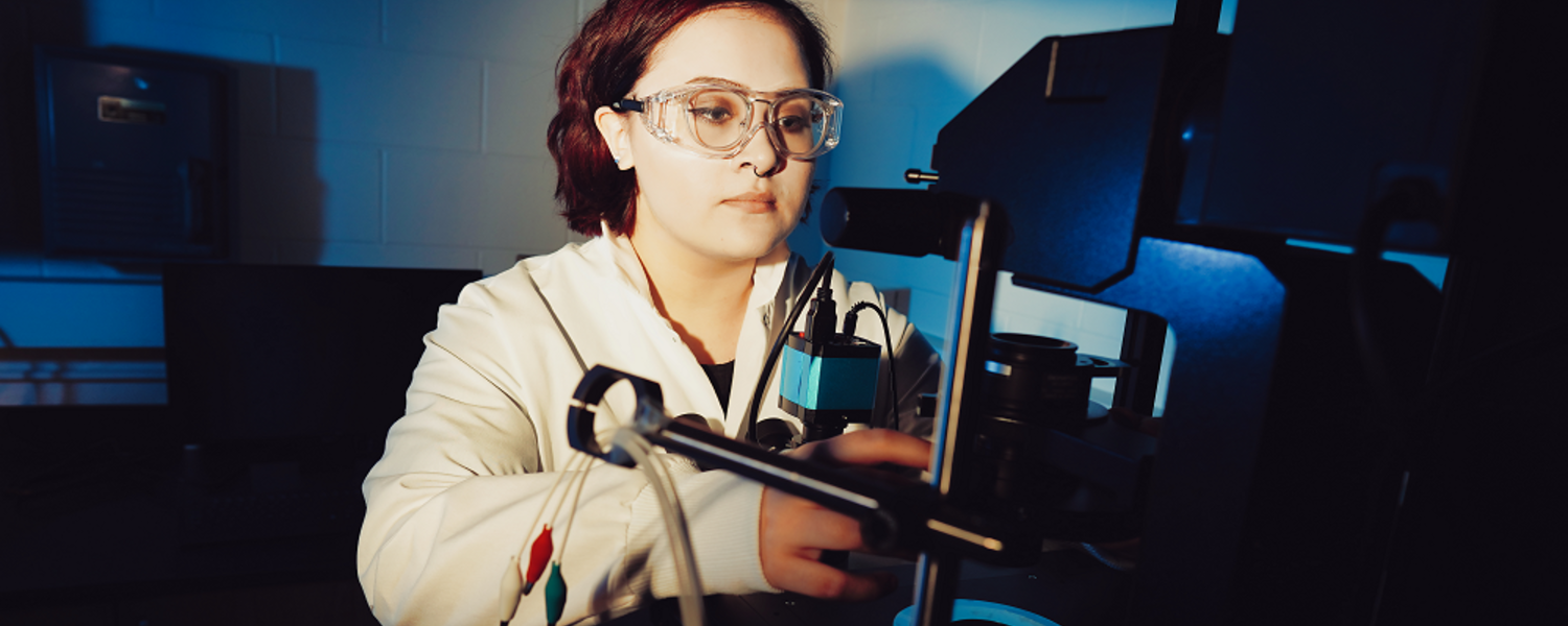A student works in a research laboratory