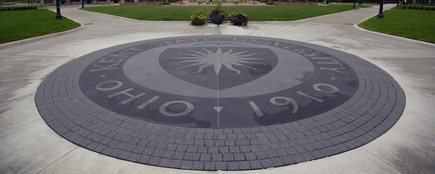 Kent State seal by library